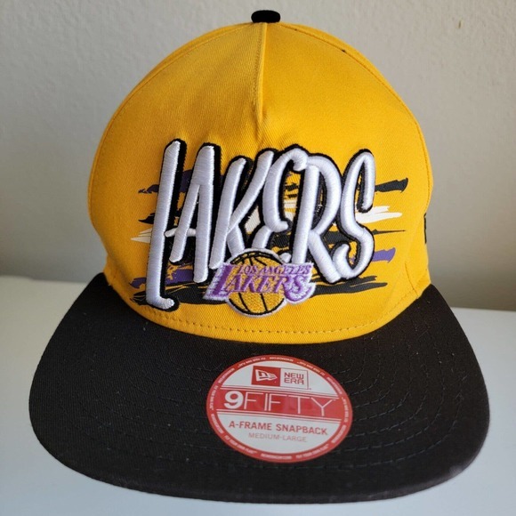 LA Lakers New Era 9Fifty A-frame Hardwood Classics Snapback Hat Cap Yellow Black - Picture 1 of 11